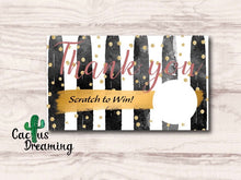 Load image into Gallery viewer, Black and White Stripes Thank You Scratch Off Cards
