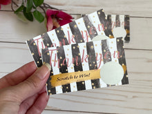Load image into Gallery viewer, Customer appreciation Thank You Scratch Off Cards black and white stripes