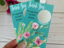 Load image into Gallery viewer, Vertical Cactus Thank you Scratch Off Cards