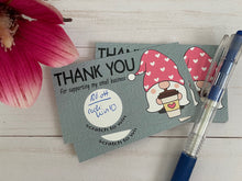 Load image into Gallery viewer, Gnomes With Coffee Thank You Scratch Off Cards