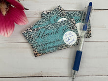 Load image into Gallery viewer, Blue Glitter Leopard Thank You Scratch Off Cards
