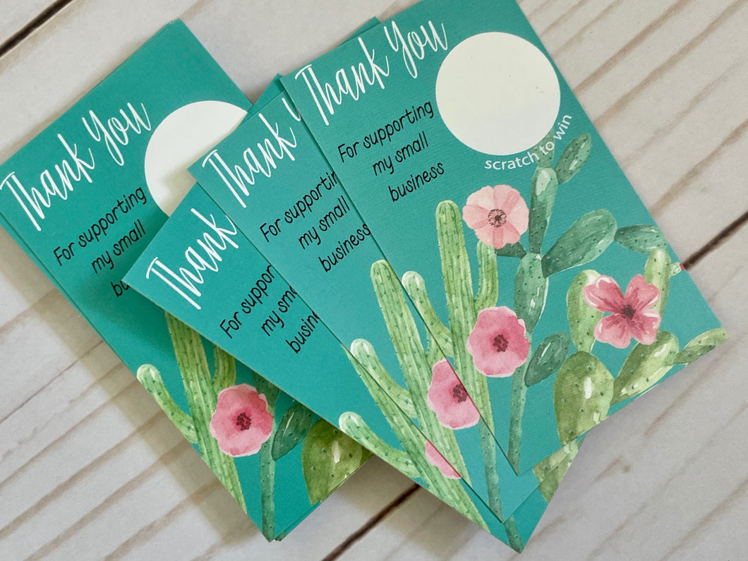 Vertical Cactus Thank you Scratch Off Cards