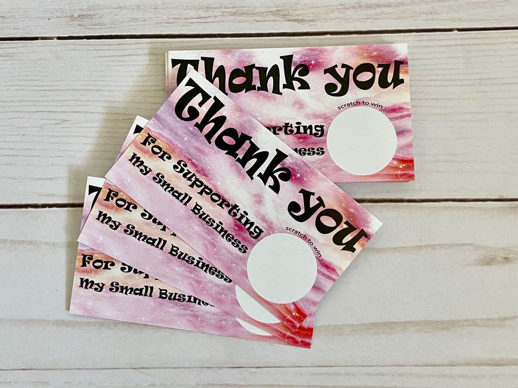 Whimsical Thank you Scratch Off Cards