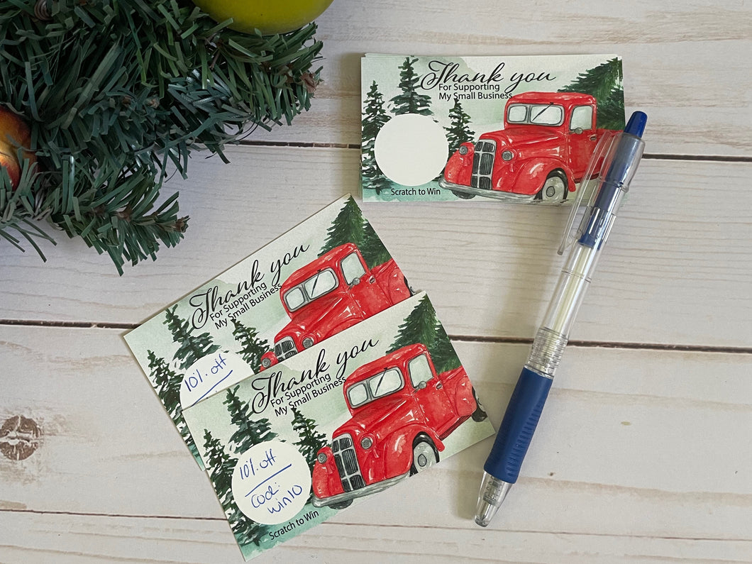 Red Truck with Trees Scratch Off Cards