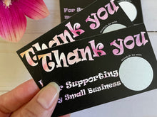 Load image into Gallery viewer, Black Whimsical Thank you Scratch Off Cards
