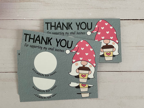 Cute Gnomes Scratch Off Cards Thank You for Customers