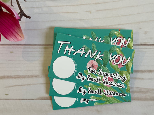 Green customer appreciation thank you scratch off cards